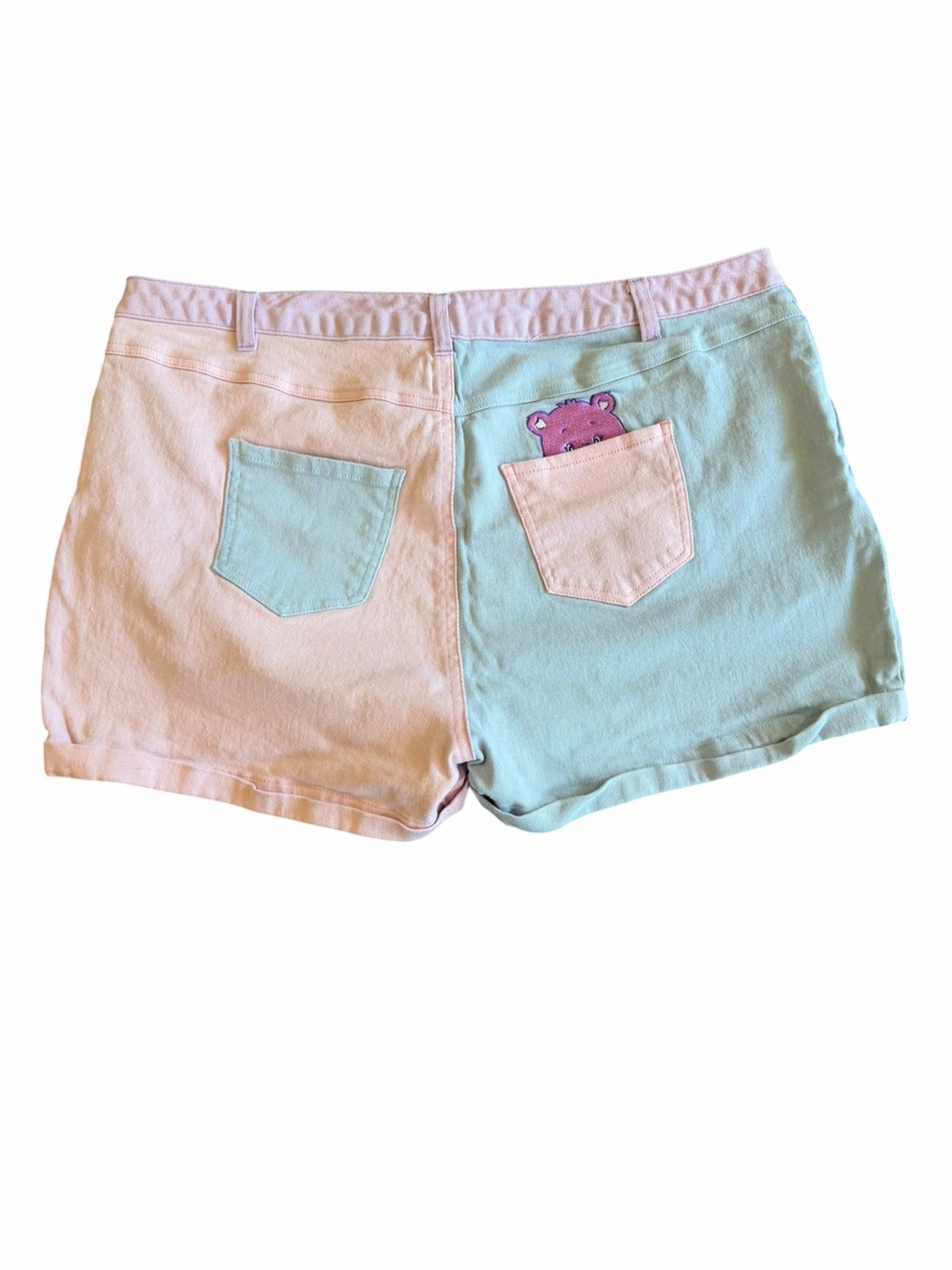 Dolls Kill x Care Bears Just Add Love Colorblock Denim Shorts Plus 3X